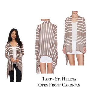 TART Collections ‘St. Helena’ Cardigan Taupe and White Stripe Size XS